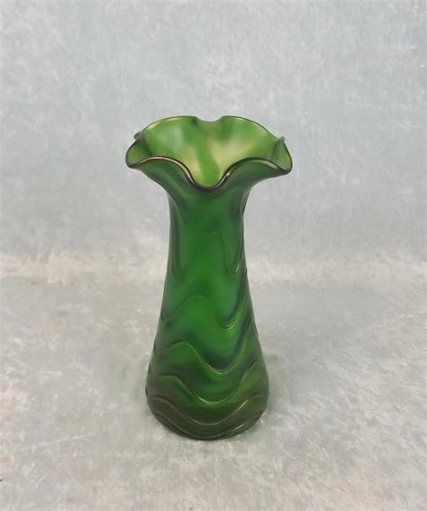 Kralik Iridescent Green Glass Vase Sally Antiques