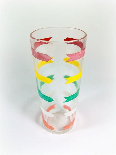 Striped Glassware Set Colorful Vintage Retro Drinking Glasses