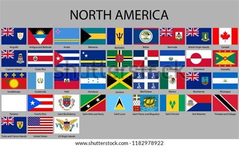 All Flags North America Vector Illustration Stock Vector Royalty Free