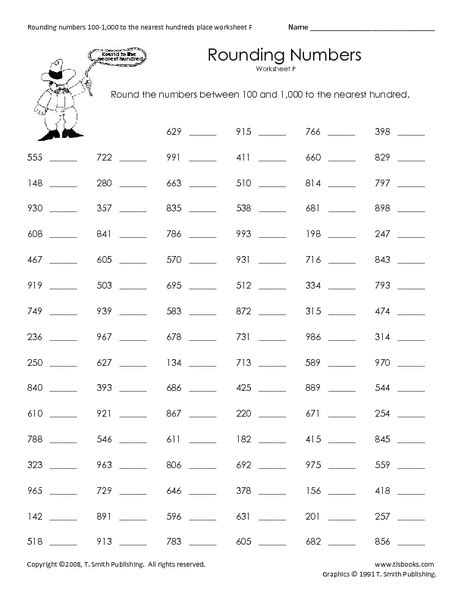 Worksheets Rounding Numbers 4th Grade