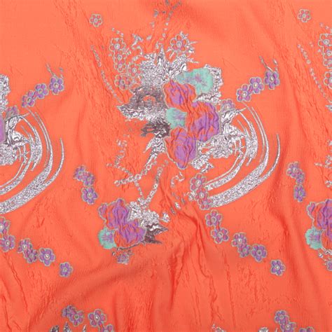 Spearmint Coral And Metallic Gold Floral Luxury Brocade Lame