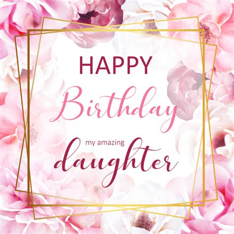 Free Happy Birthday Image For Daughter With Pink Flowers