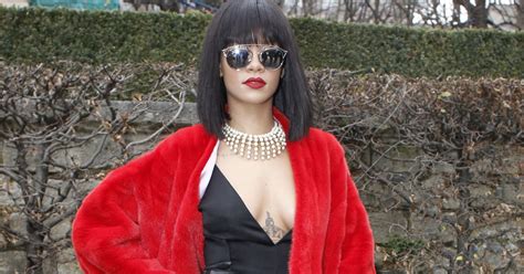 Rihanna Wears See Through Mesh Top In Paris