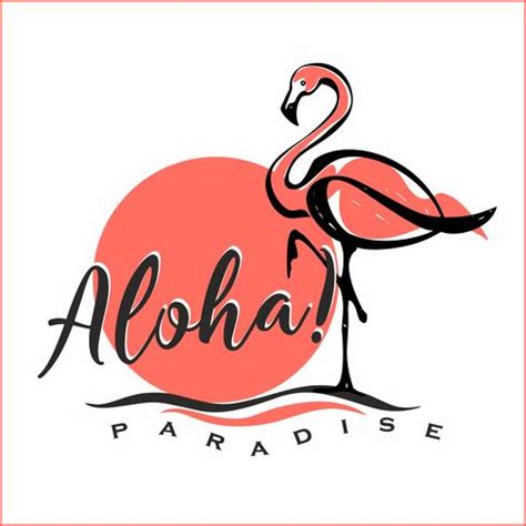 Aloha Letras Flamenco Puesta De Sol Logo Tarjeta De Bienvenida