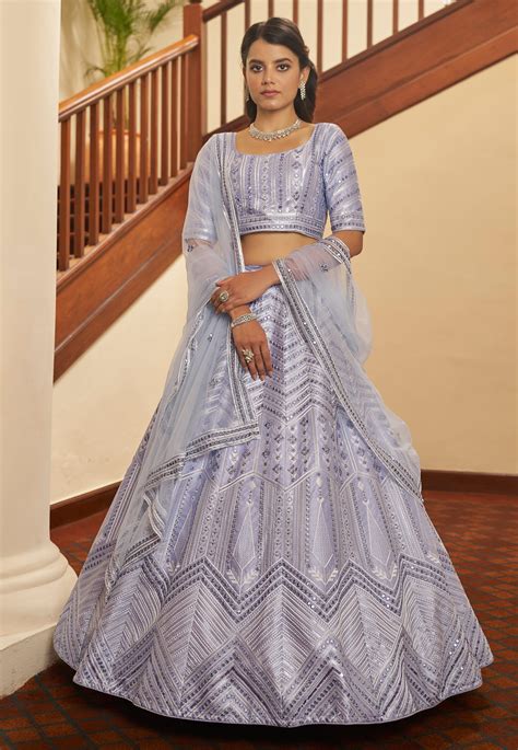 Grey Silk Circular Lehenga Choli 1924