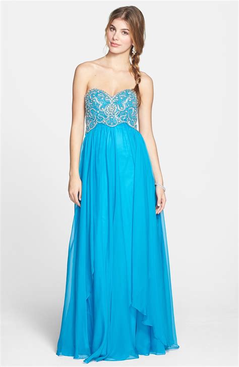 Sherri Hill Embellished Bodice Draped Chiffon Gown Nordstrom