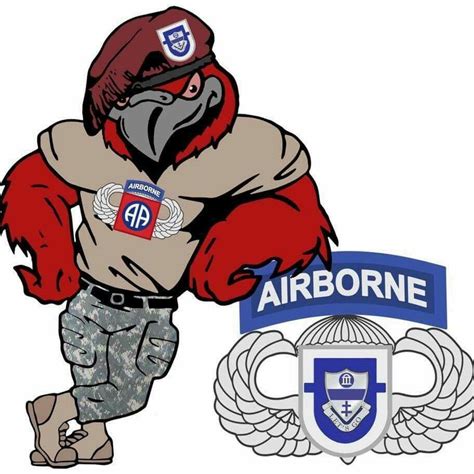 Airborne Mascot With Emblem And Shield