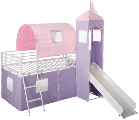 powell princess castle twin tent bunk bed slide pink purple girls tower loft new 66510994673 ebay