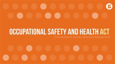 The occupational safety and health administration (osha), a division of the u. Occupational Safety and Health Act - YouTube