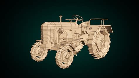 3d Model Low Poly Tractor 01 Vr Ar Low Poly Cgtrader