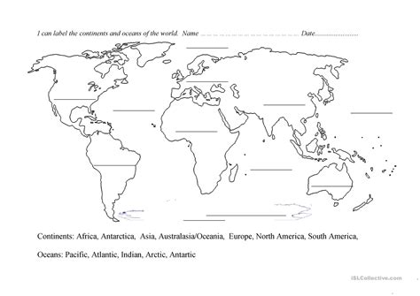 The political boundary of countries are also demarcated on the world map. Continents and oceans blank map - English ESL Worksheets for distance learning and physical ...
