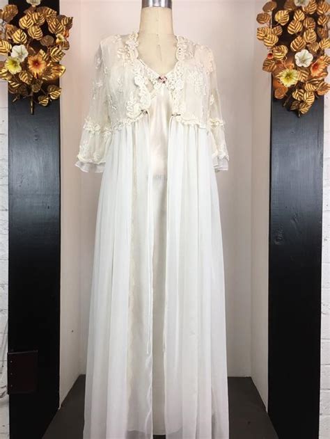1980s Peignoir Set Nightgown And Robe Bridal Lingerie Honeymoon
