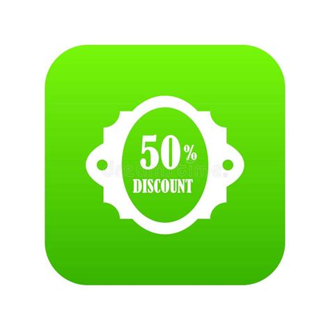 Sale Label 50 Percent Off Discount Icon Digital Green Stock Vector