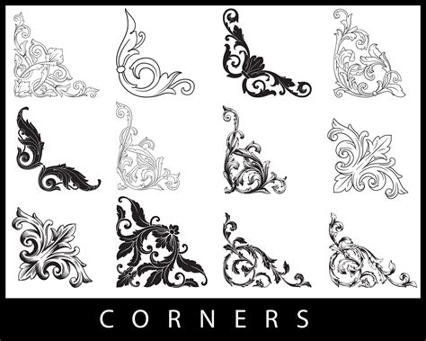 Corner Clipart Vintage Ornate Flourish Swirl Border Svg Etsy