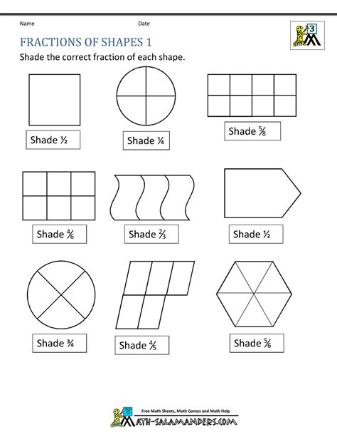 Fraction Shape Worksheets