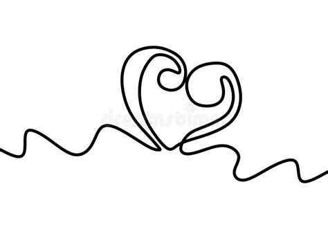 Continuous One Line Drawing Heart Symbol Minimalism Design Vector