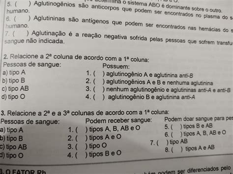 Questões De Relacionar Colunas