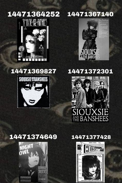 Siouxsie And The Banshees Goth Gothic Roblox Decal Code Bloxburg Poster