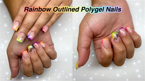 If you like this content and want to see more please don't forget to give me a like, comment, and subscribe! Rainbow Outlined Polygel Nails! Nail Tutorial | Live ...