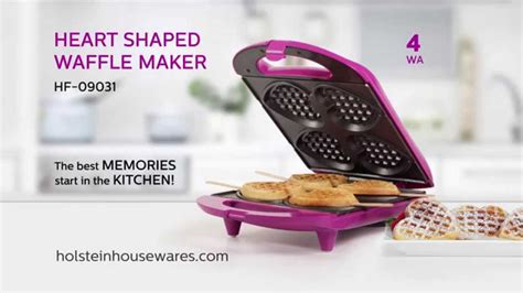 Hf 09031 4 Heart Shaped Waffle Maker Holstein Housewares Youtube