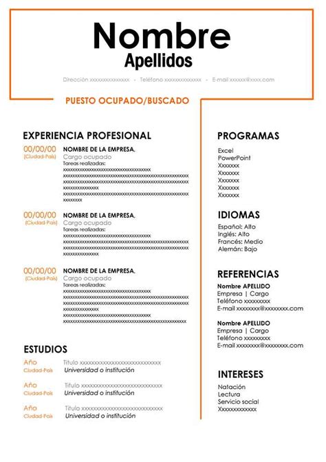 You are using a proven and professional cv layout which is guaranteed to get you more job interviews Descargar Curriculum Vitae Básicos en Word para Rellenar【2020】