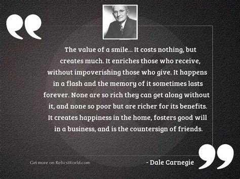 The Value Of A Smile Inspirational Quote By Dale Carnegie