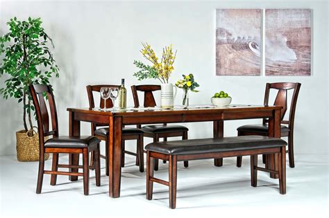 Bring hospitality and industrial chic style into the dining room with this. Napa Extendable Dining Table, 4 Chairs & Bench in Brown ...