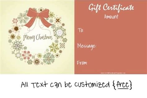 Free Editable Christmas Gift Certificate Template Designs Within