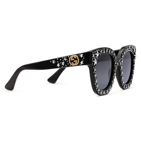 Gucci Cat Eye Acetate Sunglasses With Stars Black Acetate Gucci Eyewear Avvenice