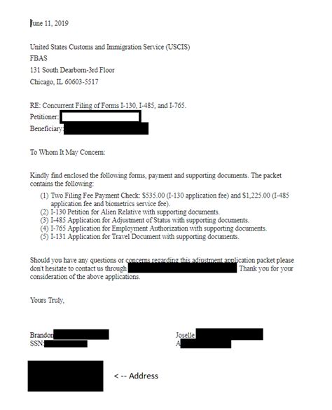 A persuasive cover letter or brief from your attorney should also help. NEED COVER LETTER FOR I-485, I-864, I-765, I-131 HELP ...