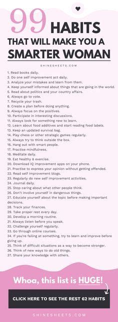 99 Habits That Will Make You A Smarter Woman Free Printable List With Images Smart Women