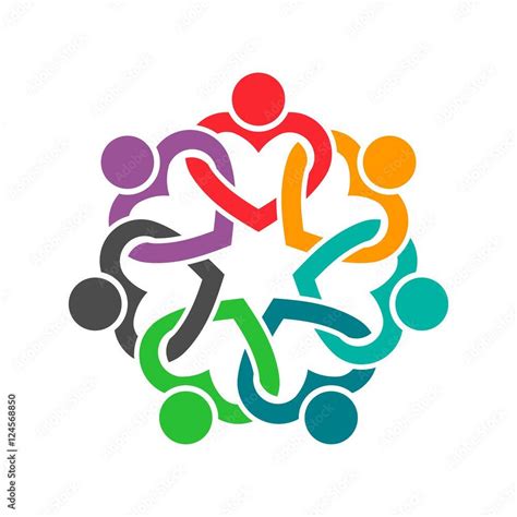 People Heart Group Teamwork Logo Vector Graphic Design Illustr