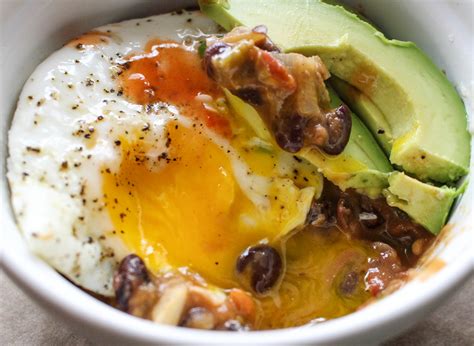 Refried Beans With Avocado And Fried Eggs