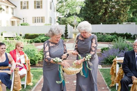 Bride And Grooms Grandmas Team Up To Be Flower Girls At Their Wedding