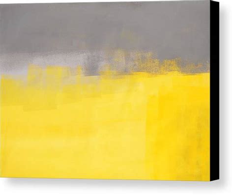 A Simple Abstract Grey And Yellow Abstract Art Painting Canvas Print