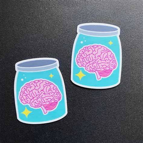 Brain In A Jar Sticker 2 Anatomy Decal Unique Etsy