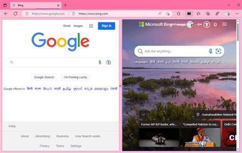 Open Two Sites In A Tab Using Split Screen Feature Of Microsoft Edge