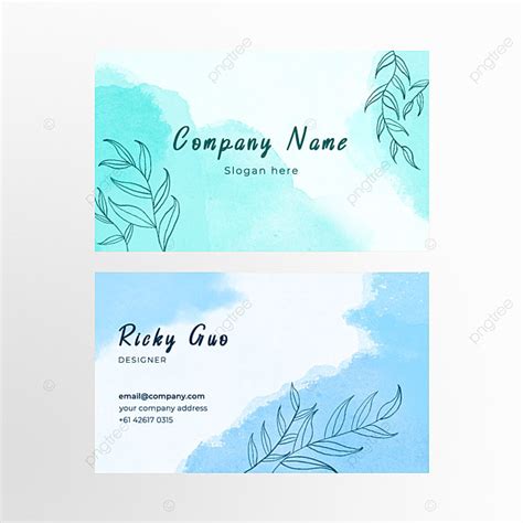 Watercolor Blue Business Card Template Template Download On Pngtree