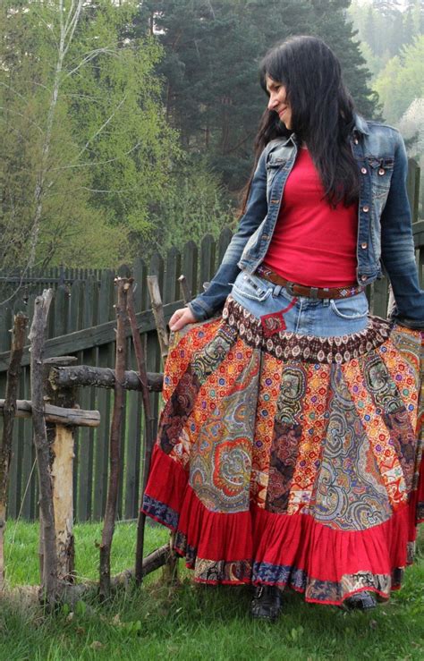 Gypsy Hippie Boho Folk Skirt Recycled And Patchwork By 3834 Hot Sex Picture