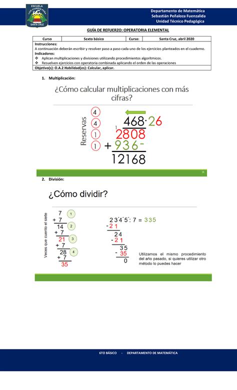 Gu A Abril Matematicas To Bsico Departamento De Matemtica