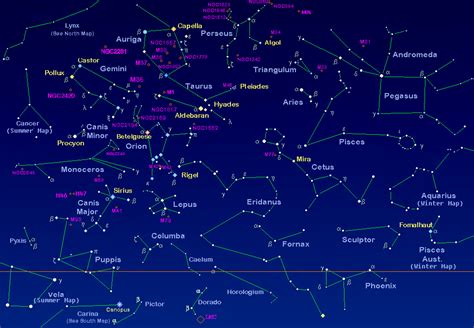 December Star Map Astronomía Constelaciones Astronomía Y Invierno
