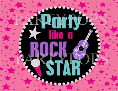 Rock Star Party Sign Rockstar Printable Rock Star Birthday Tween