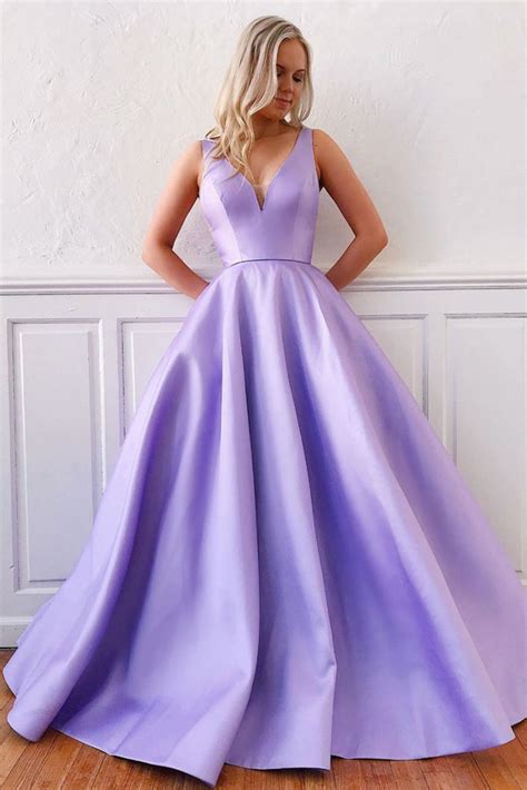 Simple Purple Satin Long Prom Dress Purple Formal Dress Dresstby