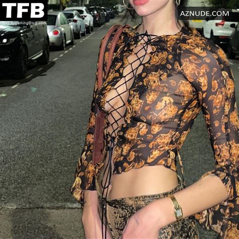 Dua Lipa Sexy Poses Showing Off Her Nude Tits In A See Through Top On Social Media Nude Nudecl