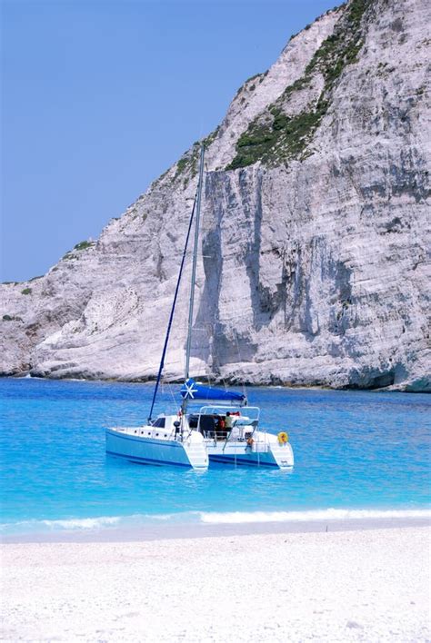 Navagio Zakynthos Island Blue Sea Beach Greece Stock Image Image Of