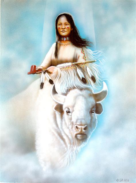 White Buffalo Girl Painting By Amatzia Baruchi Fine Art America