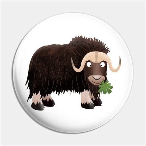 Funny Musk Ox Cartoon Illustration Musk Ox Pin Teepublic