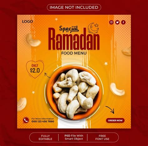 Premium Psd Ramadan Special Food Menu Social Media Post Template Design