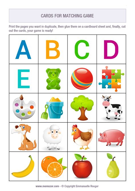 Printable Matching Game For Kindergarten Cute Pictures Print And