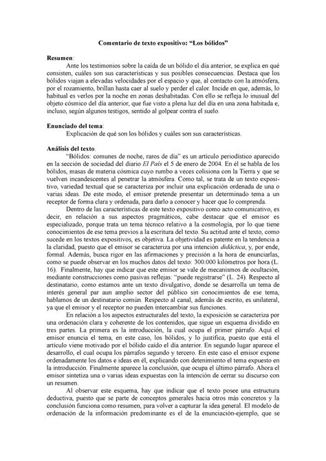 Solucic 3b3n Texto Expositivo Los Bc3b3lidos Comentario De Texto